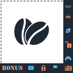 Coffee beans icon flat