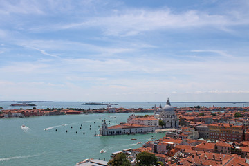 Fototapeta na wymiar Top view of the Venetian lagoon with the Islands of Venice Italy