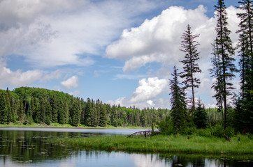 Tranquil landscape scene at Hickey Lake at Duck Mountain Provincial Park