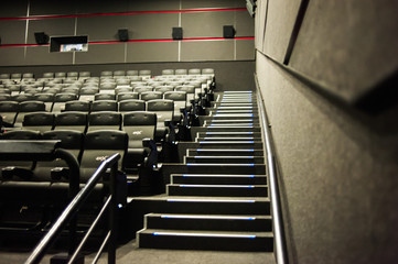 Lviv, Ukraine - 04.02.2019: Planeta Kino cinema theatre before morning presentation. 4DX Technology.