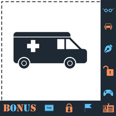 Ambulance icon flat