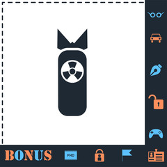 Nuclear bomb icon flat