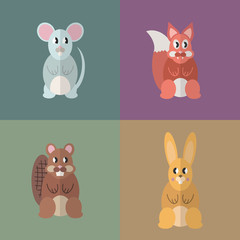 Flat design style animal avatar icon set. Vector illustration.