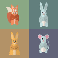 Flat design style animal avatar icon set. Vector illustration.