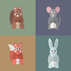 Flat design style animal avatar icon set. Vector illustration.