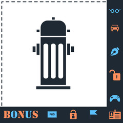 Fire hydrant icon flat
