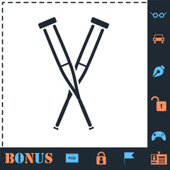 Crutches icon flat