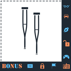 Health crutches icon flat