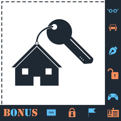 House key icon flat