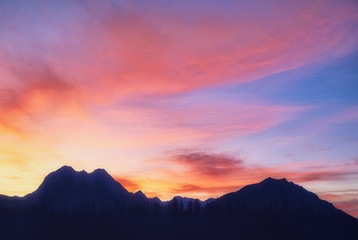 Sunset over Sundance Range, Banff National Park, Alberta, Canada