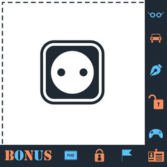 Power socket icon flat