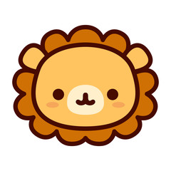 Cute Lion Face Isolated On White Background