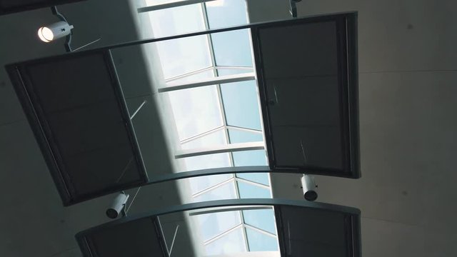 A view of the modern architecture on the ceiling of the Jacksonville International Airport.  	