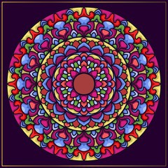 Vintage mandala art with circular abstract floral motifs