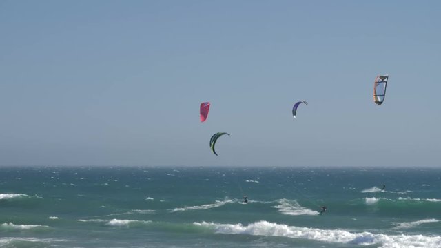 Still shot of Kitesurfing water sport near Half Moon Bay, California, USA