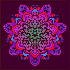 Ethnic mandala art. Vintage mandala art with circular flower motifs