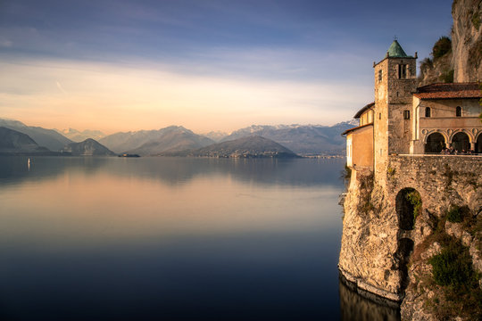 Hermitage of Santa Caterina del Sasso by Lake Maggiore, Varese, Lombardy, Italy