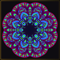 Vintage rounded mandala art with abstract floral motifs