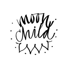 Child's inscription of the moon. Can be printed on greeting cards, paper and textile designs. Silhouette of the Moon.