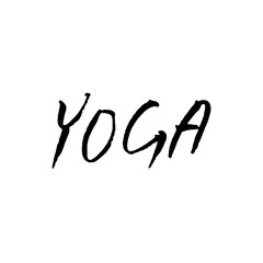 Hand lettering Yoga logo letters. Can be printed on greeting cards, paper and textile designs.