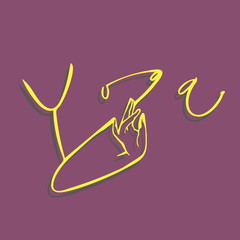Hand lettering Yoga logo letters. Can be printed on greeting cards, paper and textile designs.