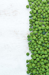 Organic spirulina tablets. Superfood Top view. Free copy space.