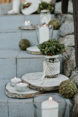 Wedding decorations on stairs