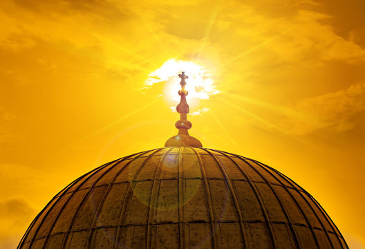 Mosque cupol (dome) on sunset - close up