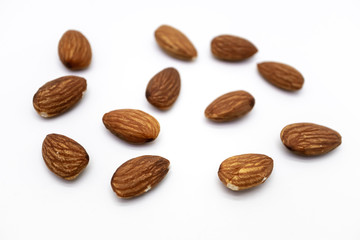 almonds isolated on white background