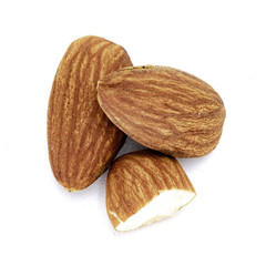almonds isolated on white background