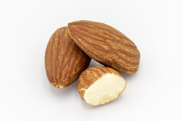 almonds isolated on white background