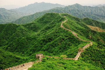 Great Wall of China in Summer. Mutianyu section near Beijing