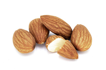 almonds isolated on white background