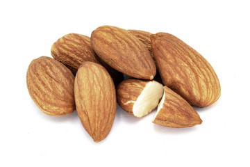 almonds isolated on white background