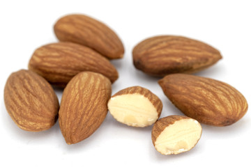 almonds isolated on white background