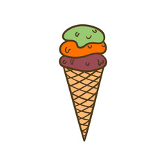 Colored illustration of a tasty ice cream corn