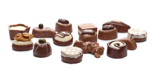 Chocolates isolated on white background