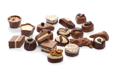 Chocolates isolated on white background
