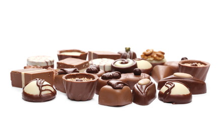 Chocolates isolated on white background