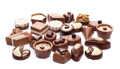 Chocolates isolated on white background
