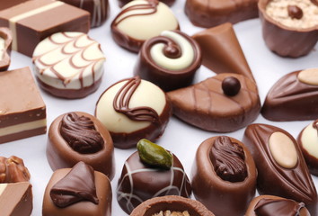 Chocolates isolated on white background
