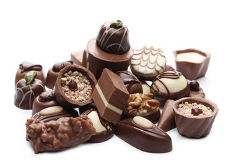 Chocolates isolated on white background