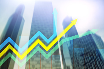 Financial growth arrows graph. Investment and trading concept.