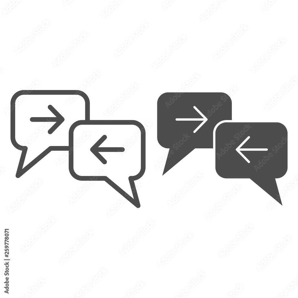 Poster message exchange line and glyph icon. dialog vector illustration isolated on white. communication ou