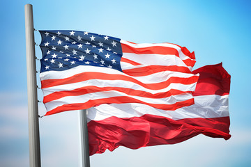 Flags of the USA and Latvia