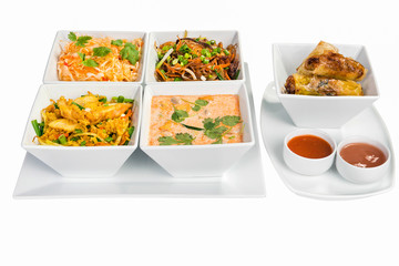 Set of asian food isolated on white background