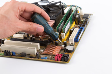 .repairman repairing main board