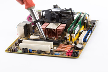 .repairman repairing main board