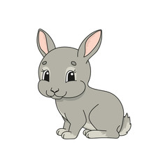 Fototapeta na wymiar Rabbit. Cute flat vector illustration in childish cartoon style. Funny character. Isolated on white background.