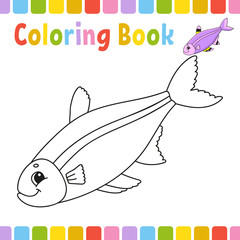 Coloring book pages for kids. Cute cartoon vector illustration.